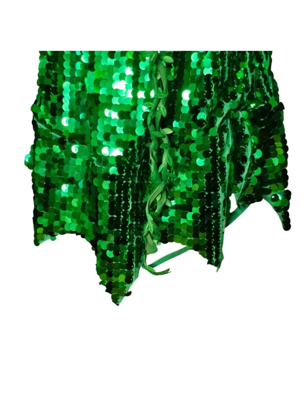 Tipsy Elves Green Sequin Ivy Costume Medium Lace Up Leaf Romper Fairy - Picture 5 of 14
